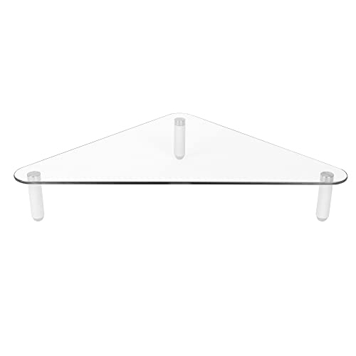 Glass Corner Monitor Riser, 19.7" x 11" x 3.25", Clear, Supports 40 lbs