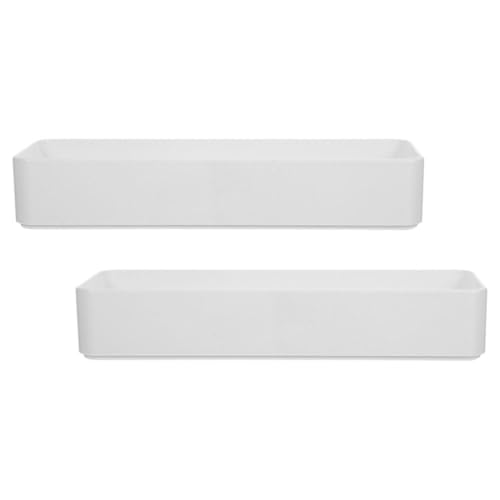 2pcs White PP Drawer Organizer Divided Cutlery Container