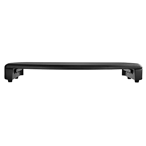 Desktop Computer Monitor Stand with Keyboard Storage, MDF Wood Top, Holds up to 80 lbs, 23" x 13.25" x 3", Black - view 2