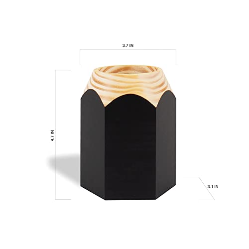 Sharpener Shaped Pen Holder – Black Solid Wood and Steel and Retro Design – Organizes Desk Accessories, Adds Charm to Workspaces, Great Gift – Fun Collection - view 4