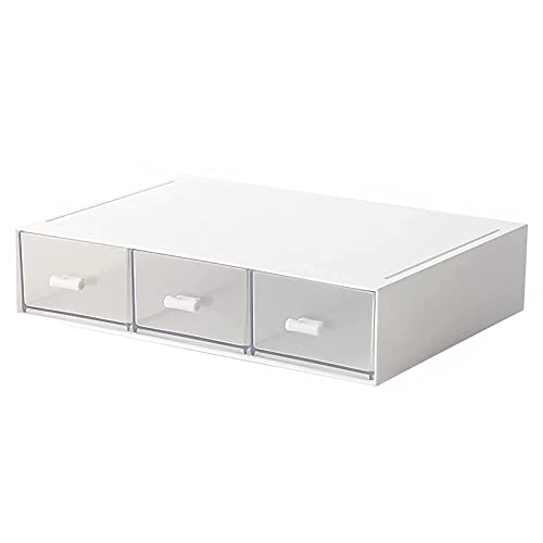 Desk Organizer-Stackable Storage Drawers, Plastic Compact Desk Storage Box Perfect for Collection Small Item/Cosmetic Office Organizer - 3 drawers (White)