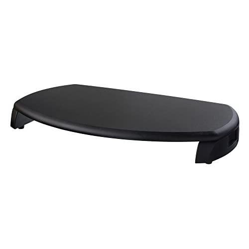 Desktop Computer Monitor Stand with Keyboard Storage, MDF Wood Top, Holds up to 80 lbs, 23" x 13.25" x 3", Black
