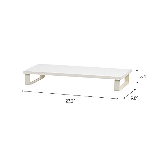 1-Tier Monitor Stand with Metal Legs Desktop Organizer, White - view 2
