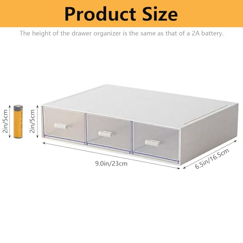 Desk Organizer-Stackable Storage Drawers, Plastic Compact Desk Storage Box Perfect for Collection Small Item/Cosmetic Office Organizer - 3 drawers (White) - view 3