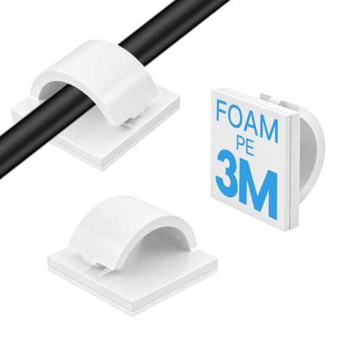 50Pcs Strong Adhesive Cable Clips, Small, Dash cam Clips, car Wire Clips,Cord Organizer Cable Management,Cord Holder for Under Desk TV wall nightstand Office Home