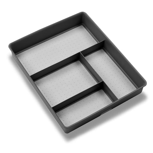 Classic 4 Compartment Drawer Organizer, Granite (Pack of 6)
