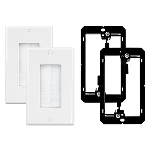 2-Pack Brush Wall Plate with Low Voltage Mounting Bracket, White