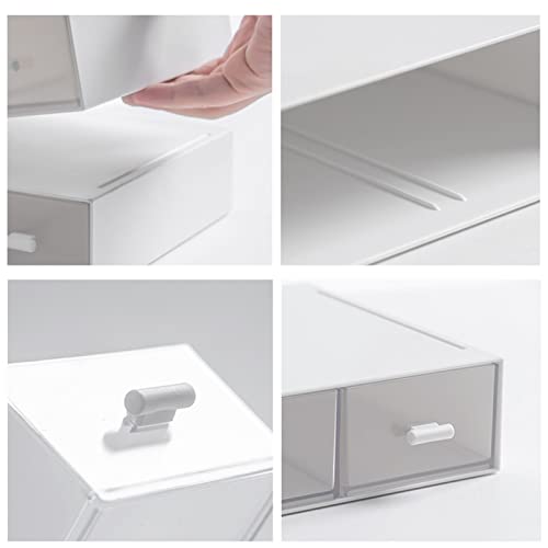 Desk Organizer-Stackable Storage Drawers, Desk Drawer Organizer Perfect For Collection Small Item/Cosmetic Office Supplies - 2 drawers (White) - view 4
