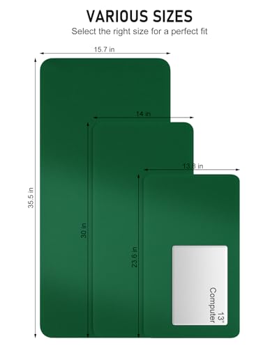 Desk Pad, 30" x 14" PU Leather Non-Slip Desk Mat Large Mouse Pad for Desktop, Waterproof Laptop Computer Writing Mat for Office, Home, Work, Gaming, Dark Green - view 6