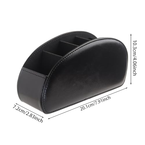 Remote Control Holder, PU Leather Remote Caddy Desktop Organizer with 5 Spacious Compartments for TV Remotes/Media Controllers/Office Supplies(Black) - view 3