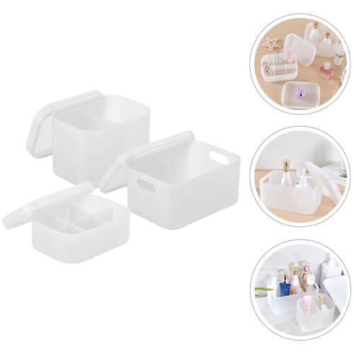 3pcs Makeup Storage Box with Lid, Compartmentalized Cosmetic Organizer - view 7