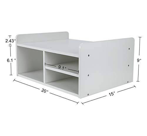 Mass Desktop Printer Stand with Storage, Paper Storage Holder Rack for Desk, Wooden Printer Organization for Home/Office, White - view 3