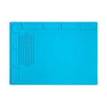 Heat Resistant Soldering Mat - Blue Magnetic Silicone Work Mat with Scale Ruler and Screw Position, Silicone Soldering Repair Mat for Soldering, Phone, Laptop, Tablet, Watch Repair(13.8''×9.8'')