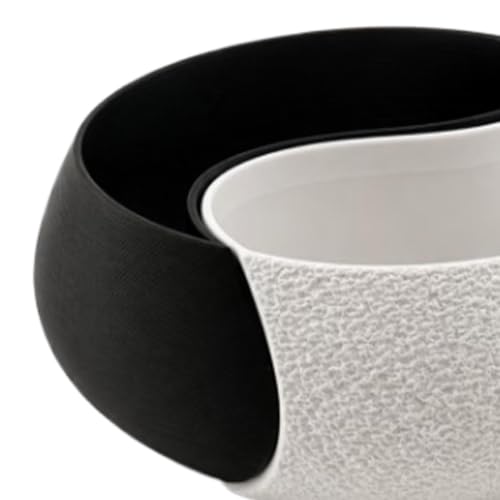 Double Compartment Jewelry Bowl, Black White Tray, Home Desk Holder - view 6