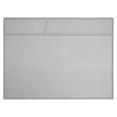 Grey Soldering Mat Heat Resistant 932℉ Solder Mat, With Scale Ruler And Screw Position, Silicone Repair, For Electronics, Computer, Phone, Magnetic Work, Indicators, Size 16 * 12 in