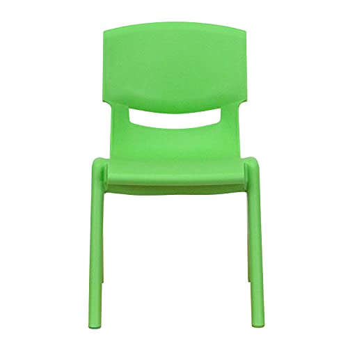 4 Pack Green Plastic Stackable School Chair with 12'' Seat Height - view 5