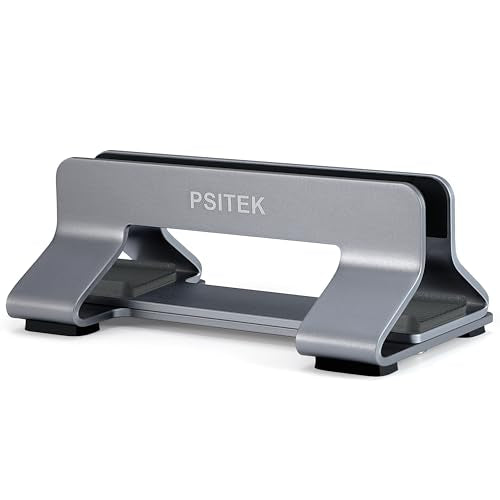 Aluminum Vertical Laptop Stand Dock Holder, Adjustable Slot Width 12-42mm, Space-Saving Upright Storage for MacBook and Laptops - view 6