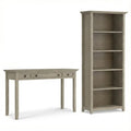 Bundle of Amherst Solid Wood Furniture in Distressed Grey – 70" 5-Shelf Bookcase & 54" Writing Desk, Transitional Storage and Workspace with Adjustable Shelves, Drawers, and Tapered Legs