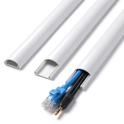 85in Cord Covers for 1-2 Wires on Wall, D-Shaped 1" W x 0.4" H, White