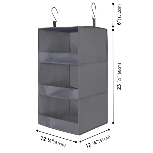 3-Shelf Hanging Closet Organizer, Foldable Storage, Gray - view 3