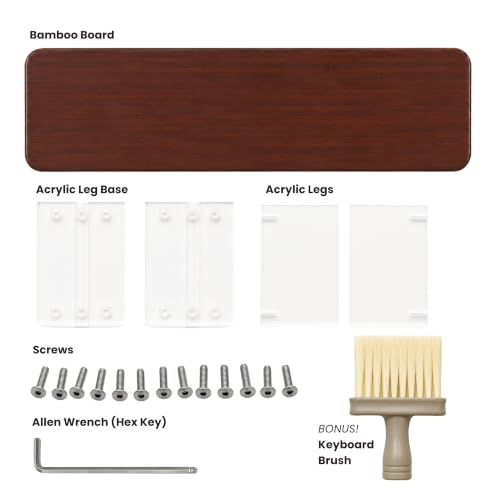 Bamboo Monitor Riser, Wide Desktop Monitor Stand for Desk with Clear Acrylic Legs, 31.5 x 8" Bamboo Wood Shelf, Fit Keyboard, Home Office Workspace Accessories,Study Stationaries Storage (Dark Brown) - view 3