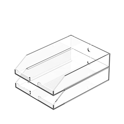 (2pcs Pack) Stackable Clear Acrylic Paper Trays, Desk File Organizer, A4 Paper Holder, Letter Tray