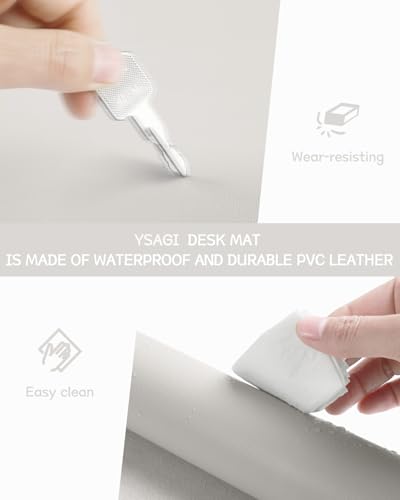 Non-Slip Leather Desk Pad, Waterproof Laptop Computer Desk Keyboard Mat, Table Protector Blotter Mat, Large Mouse Pad for Office/Work/Home/Decor(Apricot Gray, 31.5" x 15.7") - view 4