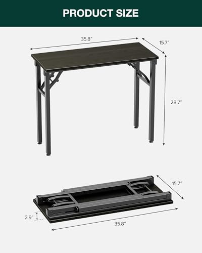 Small Folding Computer Desk – Portable 35.8 Inch Foldable Laptop Table, Collapsible and Compact for Easy Storage and Fast Setup, Lightweight for Small Spaces, Craft and Study Use, Dark Oak - view 2