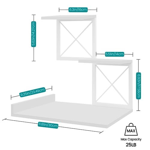 Desk Shelf, Wood Small Bookshelf Desktop Shelves and Organizer, Freestanding 3 Tier Storage Display Stand Home Office Decor for Books Plants Toys, White - view 3