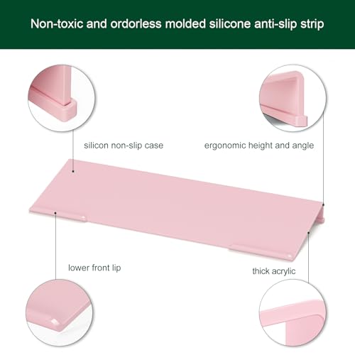Computer Keyboard Stand Holder - Ergonomic Acrylic Keyboard Stand for Desktop Comfortable Keyboard Tray Riser with Silicone Anti-Slip Strip for Home School Office Desk Accessory, Lightpink - view 5