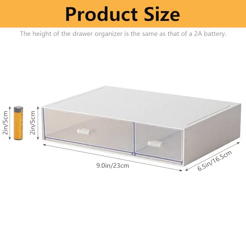 Desk Organizer-Stackable Storage Drawers, Desk Drawer Organizer Perfect For Collection Small Item/Cosmetic Office Supplies - 2 drawers (White) - view 3