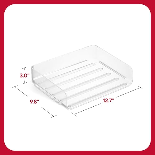Side-Load Stackable Plastic Letter Tray, Clear, 6-Pack - view 2