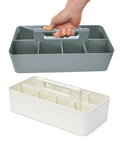 Portable Caddy Organizer -2 Stackable Plastic Caddy with Handle | Desk, Makeup, Dorm Caddy, Classroom Art Organizers (Made In Usa) (Ivory/Orion Gray)