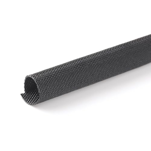 Woven Mesh Split-Sleeve Wire Loom for High-Temperature Automotive Harness and Home Cable Management - 25 feet (1/8")