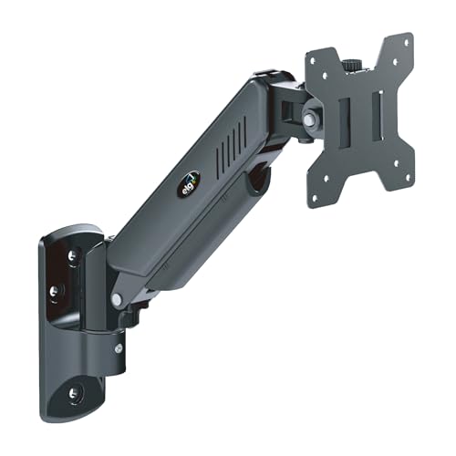 Gas Spring Monitor Wall Mount, Full Motion 17-35" Screens up to 19.8 lbs, 15" Extension from Wall, 360° Rotation, -45°/+90° Tilt, Cable Organizer, VESA 75x75 to 100x100mm, Black