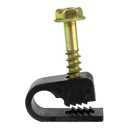 Flexible Single Cable Screw Clips (Pack of 100 / Black)