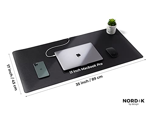 Nordik Leather Desk Mat - Pebble Black - Large Leather Desk Pad 35x17 in - view 6