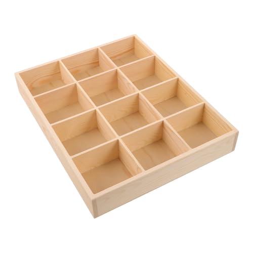 Beige Wood 12-compartment Drawer Organizer for Clothes Storage