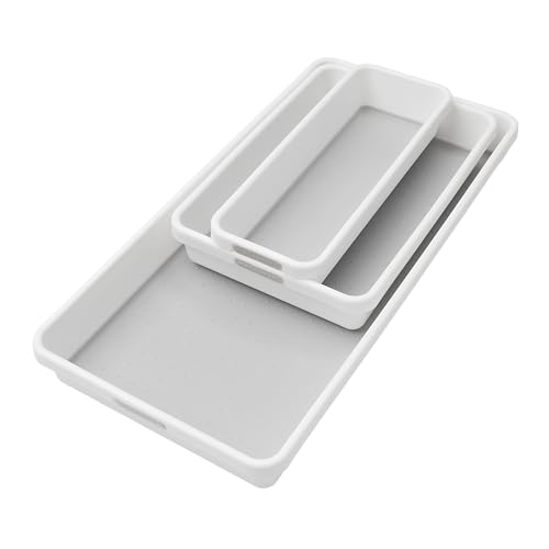 Classic 3 Bin Drawer Organizer Set, White