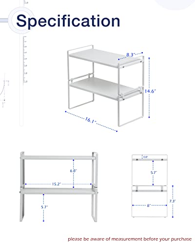 Stackable Cabinet Shelf Organizer 2 Pack, Standard White - view 3