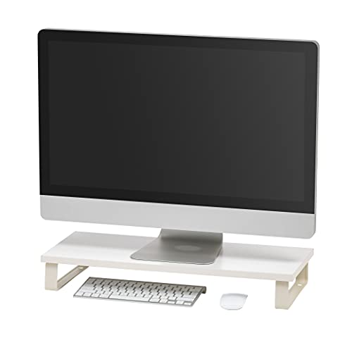 1-Tier Monitor Stand with Metal Legs Desktop Organizer, White