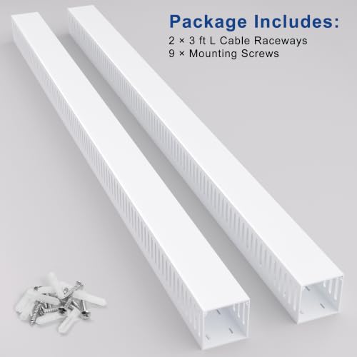 3"H x 3"W Cable Raceway, 6ft Under Desk Wire Management Channel White - view 4