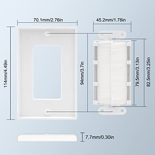 Brush Wall Plate Cable Pass Through with Bracket, White, 2-Pack - view 5
