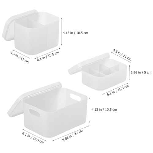 3pcs Makeup Storage Box with Lid, Compartmentalized Cosmetic Organizer - view 2
