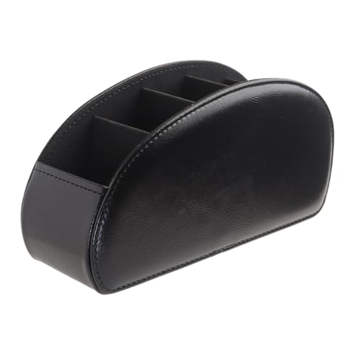 Remote Control Holder, PU Leather Remote Caddy Desktop Organizer with 5 Spacious Compartments for TV Remotes/Media Controllers/Office Supplies(Black) - view 2