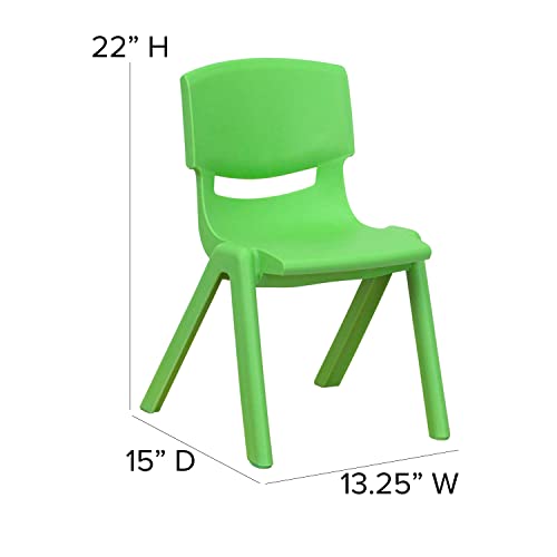 4 Pack Green Plastic Stackable School Chair with 12'' Seat Height - view 3