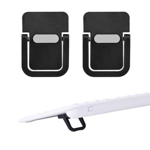 4pcs Mini Keyboard Riser, Self-Adhesive Portable Small Laptop Tilt Stand Zinc Alloy Lifter Feet Foldable & Invisible Computer Notebook Holder Leg Lift Accessories for Desk (Black)