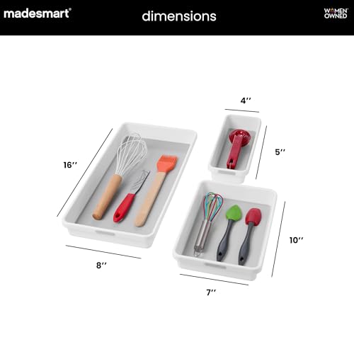 Classic 3 Bin Drawer Organizer Set, White - view 6
