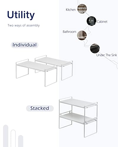 Stackable Cabinet Shelf Organizer 2 Pack, Standard White - view 5