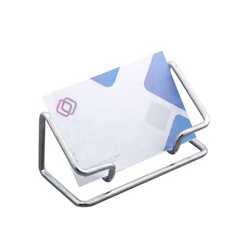 2 Pack Silver Metal Business Card Holder, Desk Card Stand for Office Home